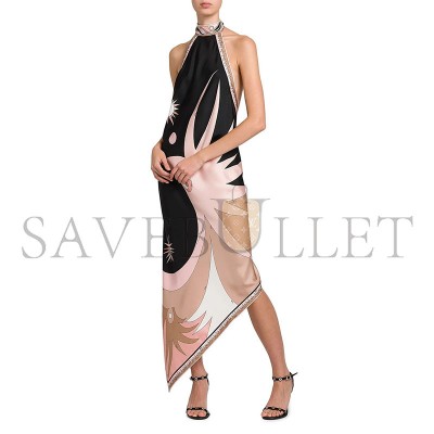 PUCCI PRINTED SILK TWILL HALTER NECK DRESS 